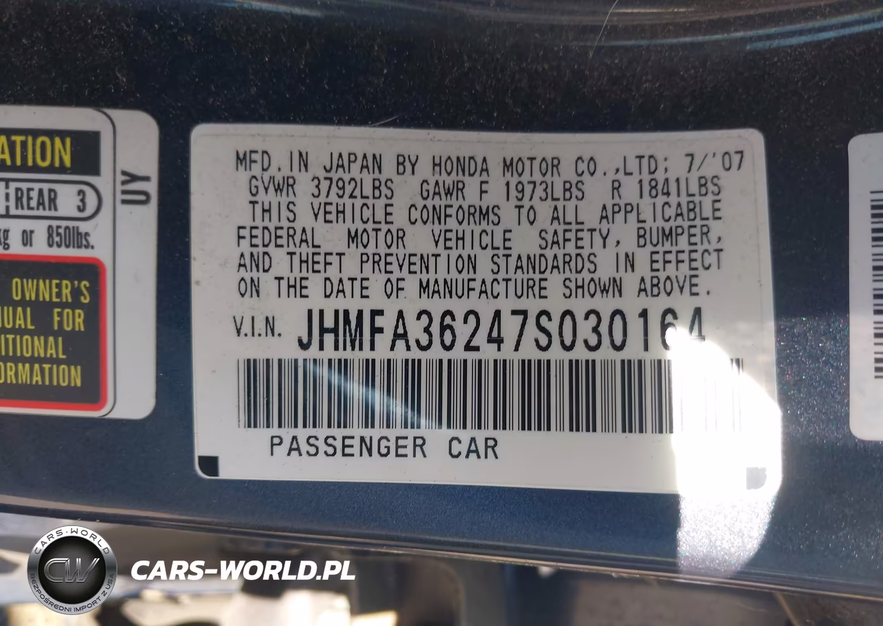 2007 Honda Civic Hybrid VIN:JHMFA36247S030164 - 9