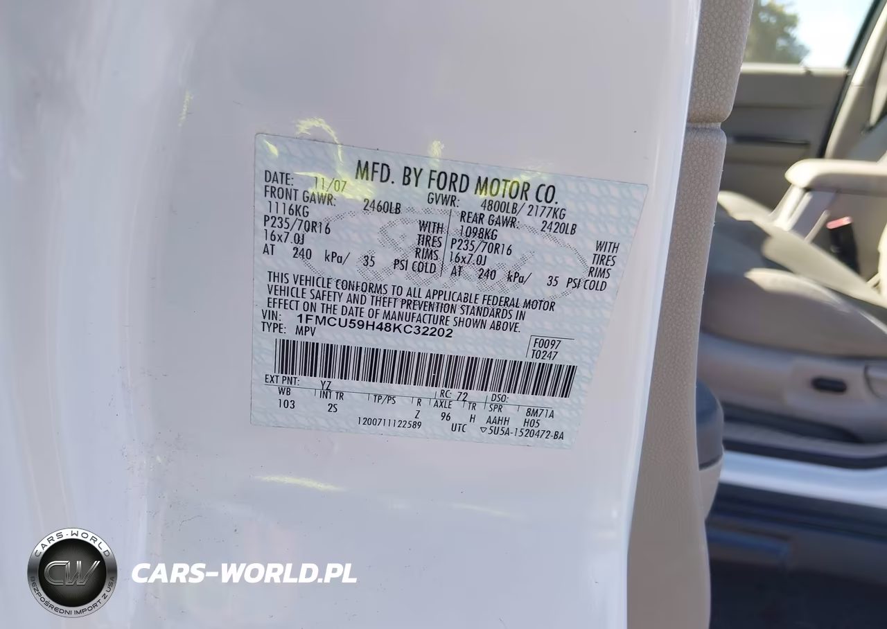 2008 Ford Escape Hybrid VIN:1FMCU59H48KC32202 - 9