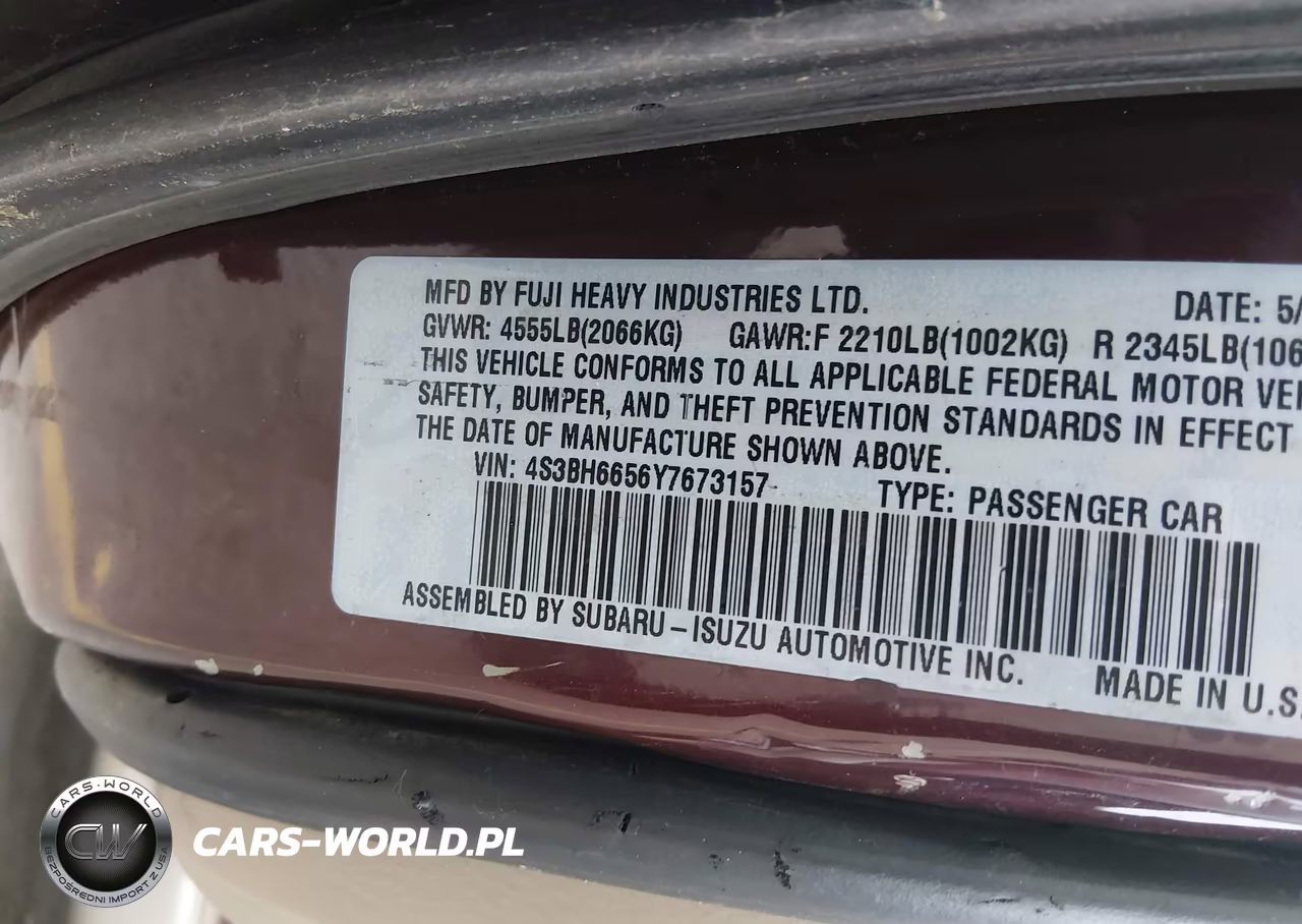 2001 Subaru Outback VIN:4S3BH6656Y7673157 - 9