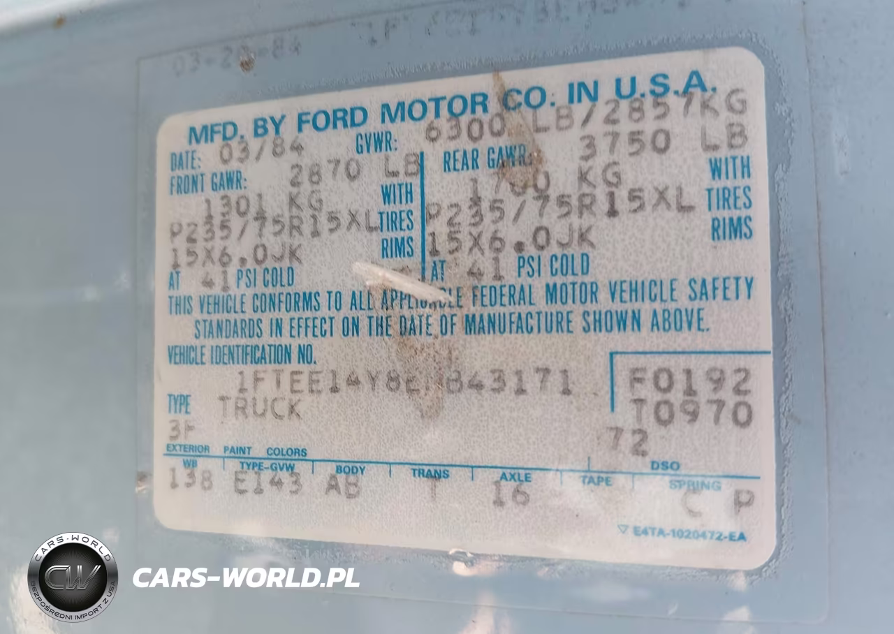 1984 Ford Econoline E150 Van VIN:1FTEE14Y8EHB43171 - 9