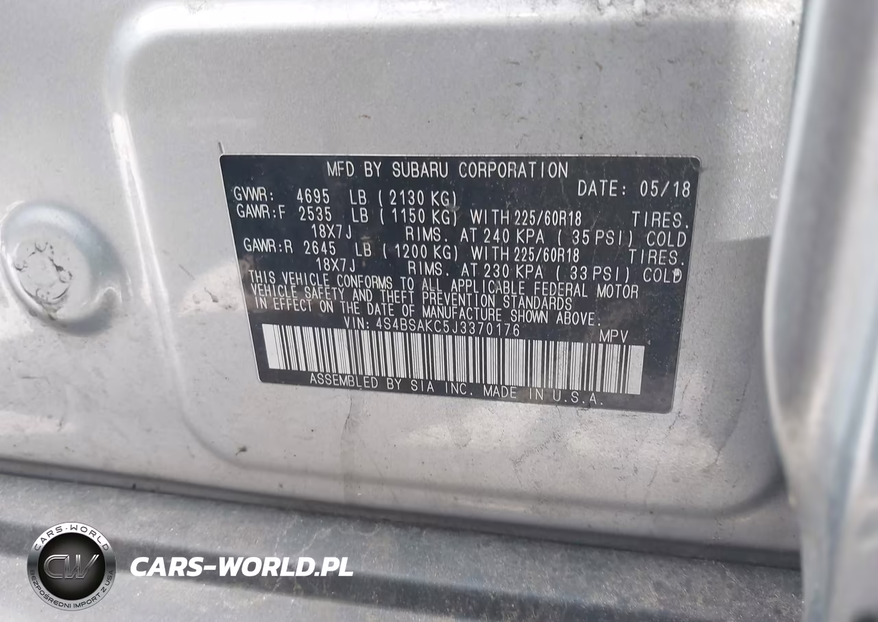 2018 Subaru Outback 2.5I Limited VIN:4S4BSAKC5J3370176 - 9