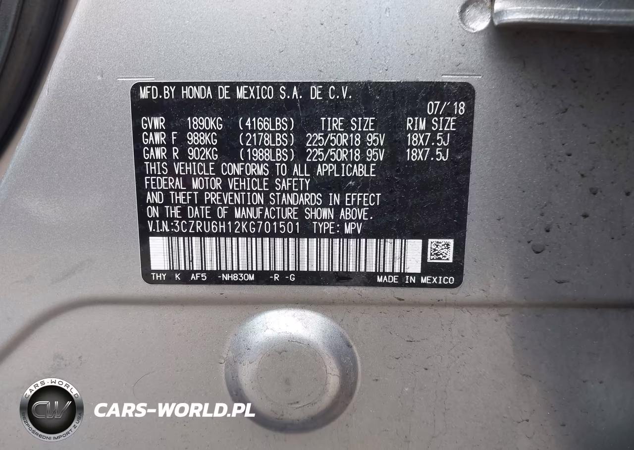 2019 Honda Hr-V Sport VIN:3CZRU6H12KG701501 - 9