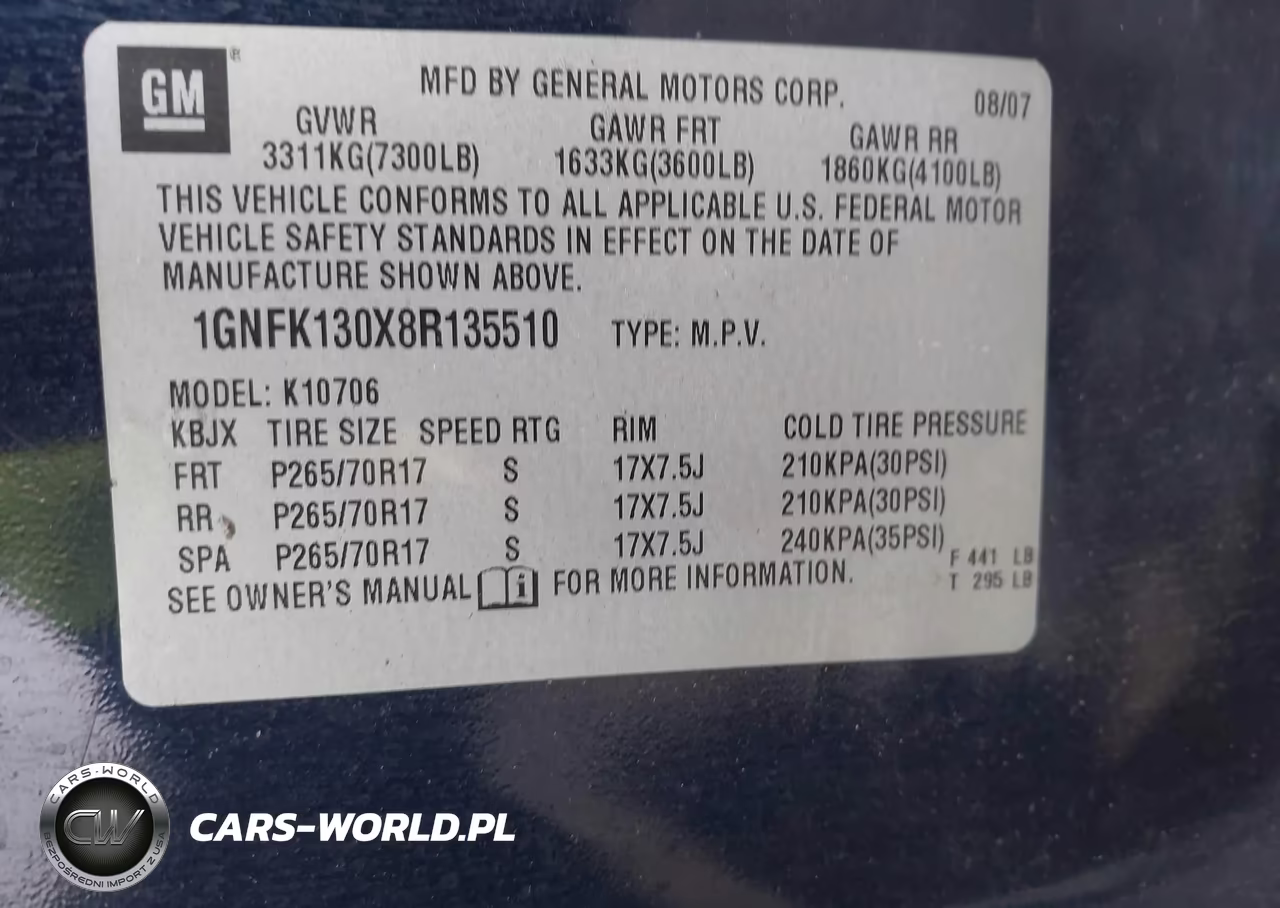 2008 Chevrolet Tahoe Lt VIN:1GNFK130X8R135510 - 9