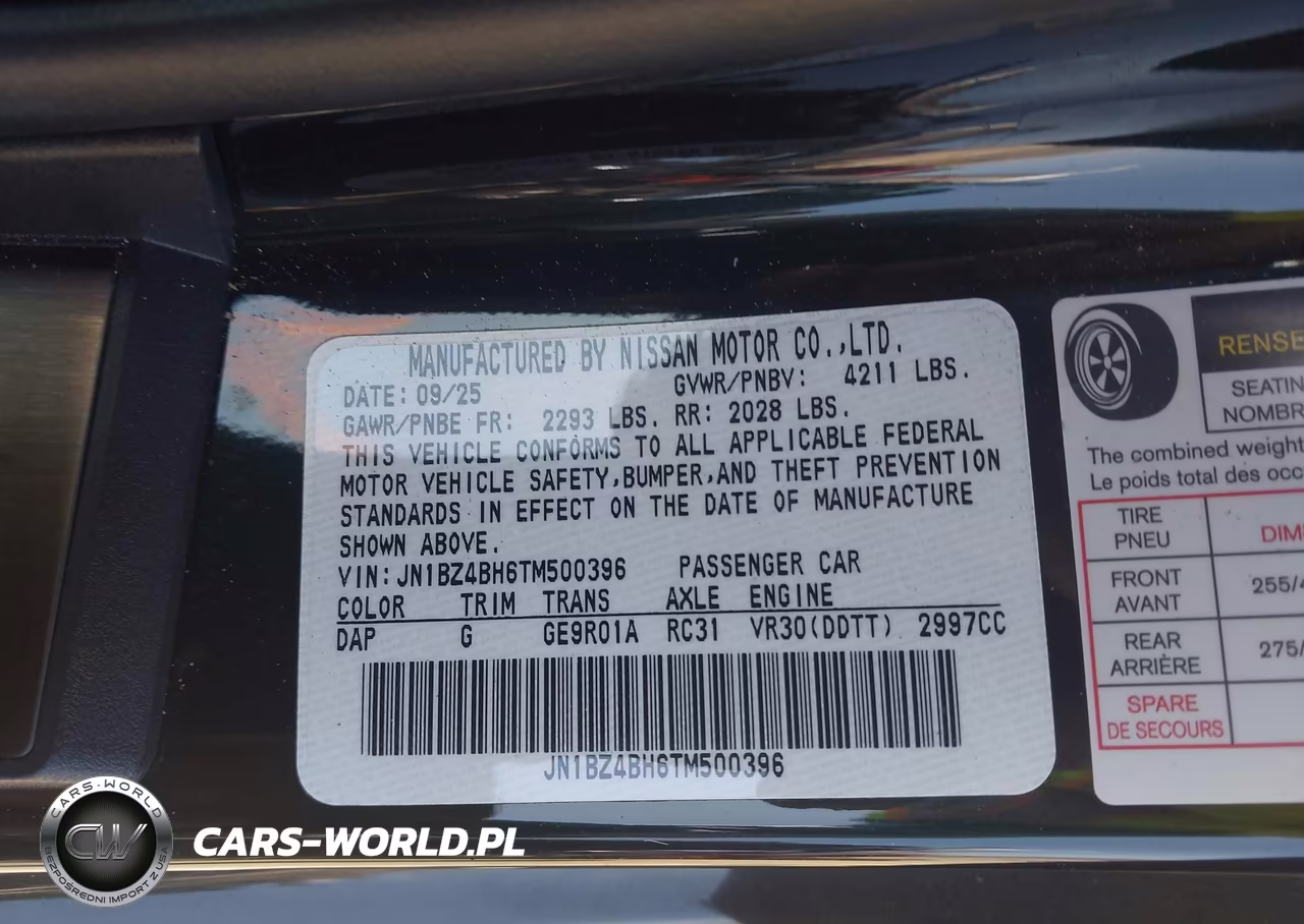 2026 Nissan Z Performance VIN:JN1BZ4BH6TM500396 - 9