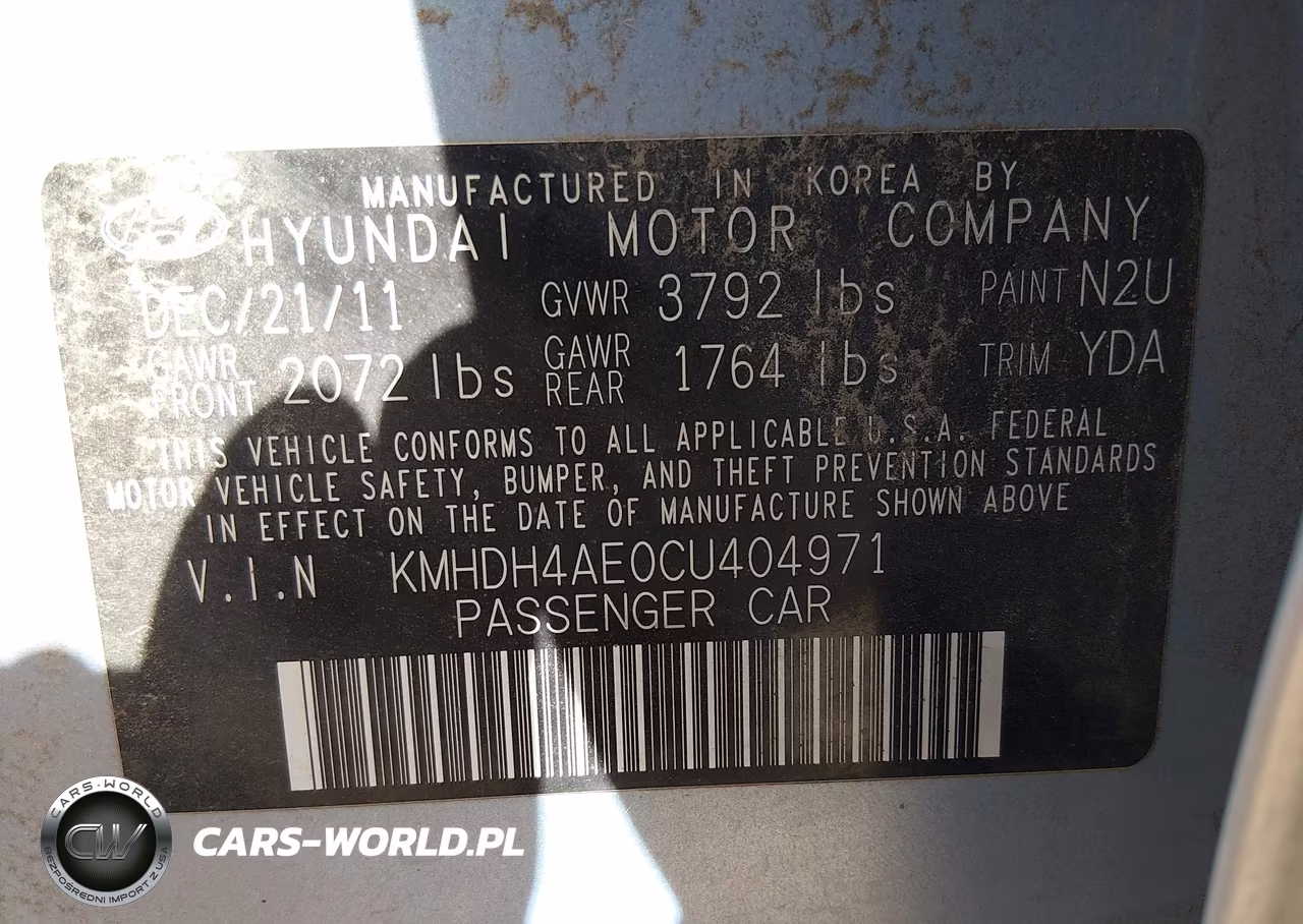 2012 Hyundai Elantra Limited (Ulsan Plant) VIN:KMHDH4AE0CU404971 - 9