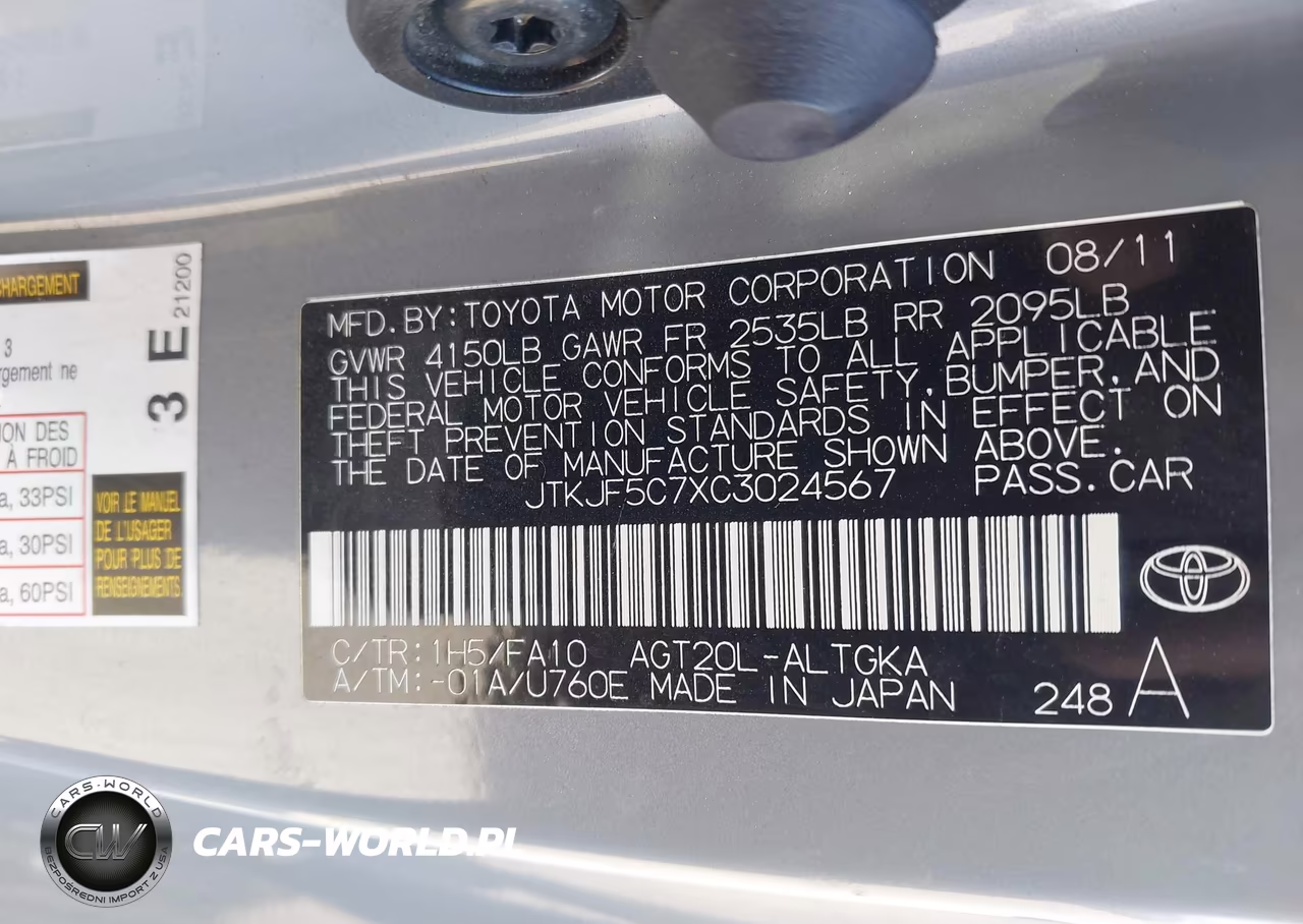 2012 Scion Tc VIN:JTKJF5C7XC3024567 - 9