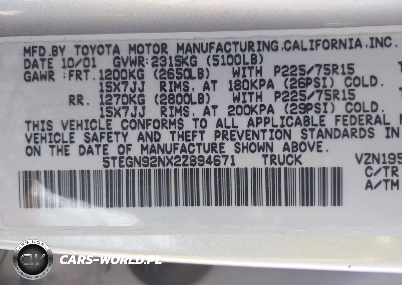 2002 Toyota Tacoma Prerunner V6 VIN:5TEGN92NX2Z894671 - 9