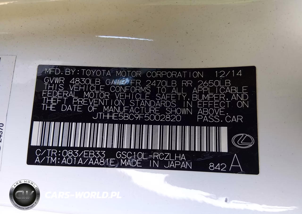 2015 Lexus Rc 350 VIN:JTHHE5BC9F5002820 - 9