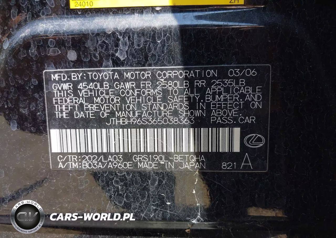 2006 Lexus Gs 300 VIN:JTHBH96S365038363 - 9