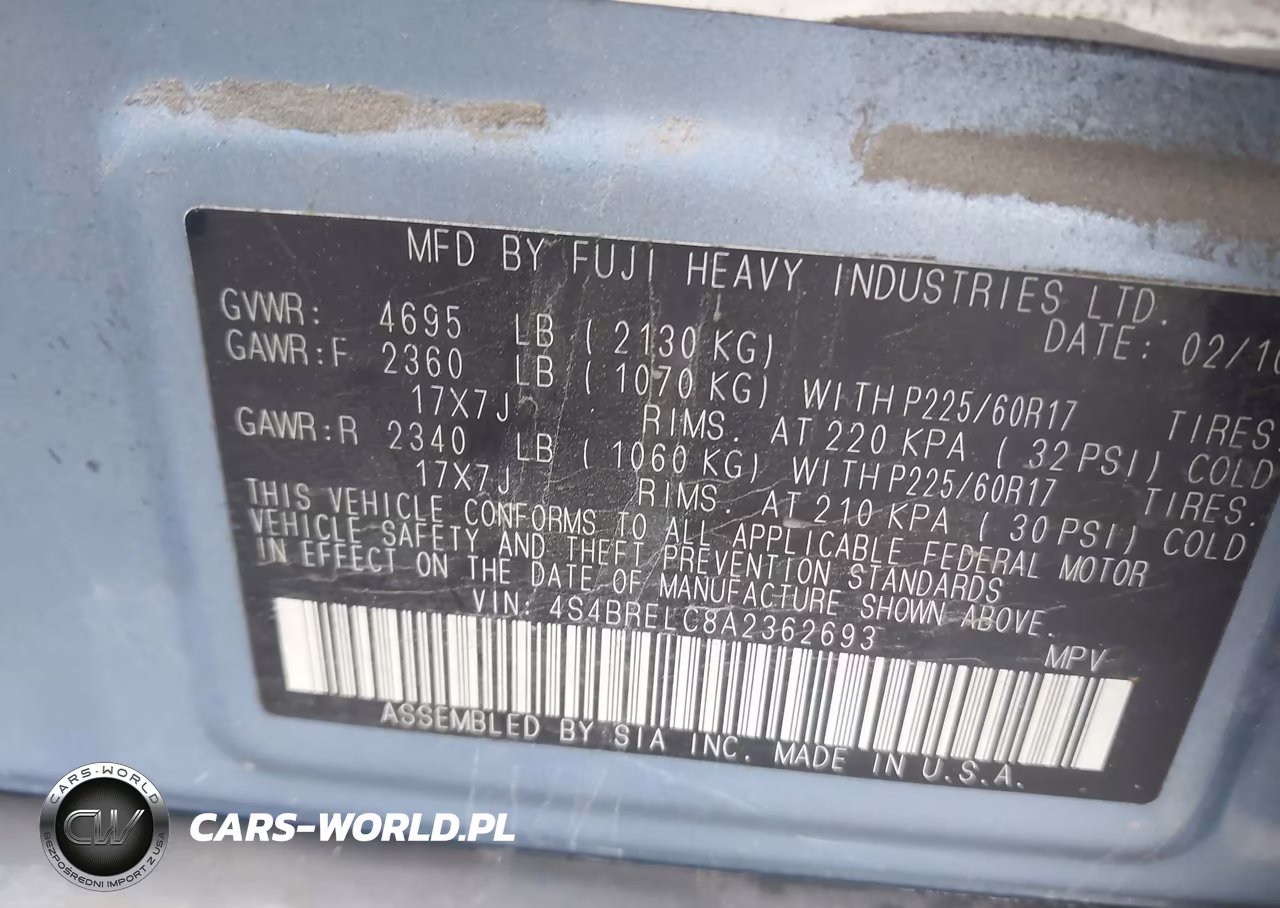 2010 Subaru Outback 3.6R Limited VIN:4S4BRELC8A2362693 - 9