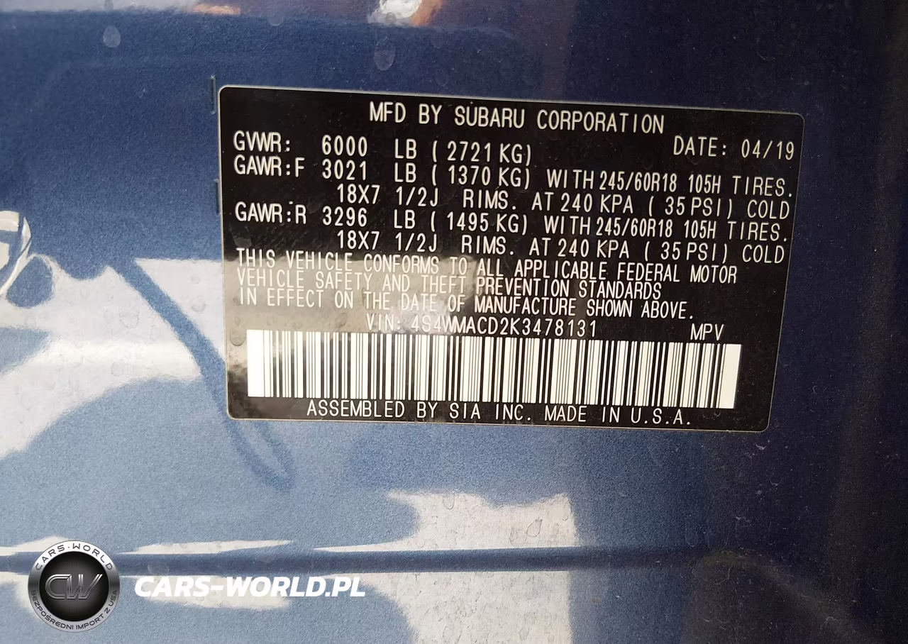2019 Subaru Ascent Premium VIN:4S4WMACD2K3478131 - 9