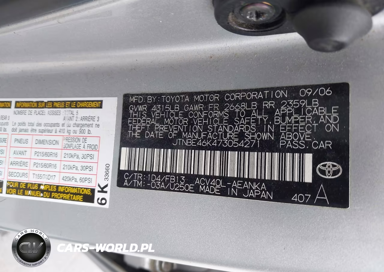 2007 Toyota Camry Le VIN:JTNBE46K473054271 - 9