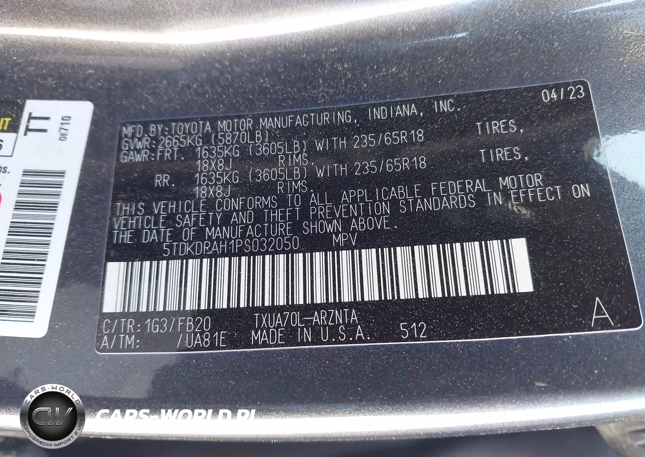 2023 Toyota Highlander Le VIN:5TDKDRAH1PS032050 - 9