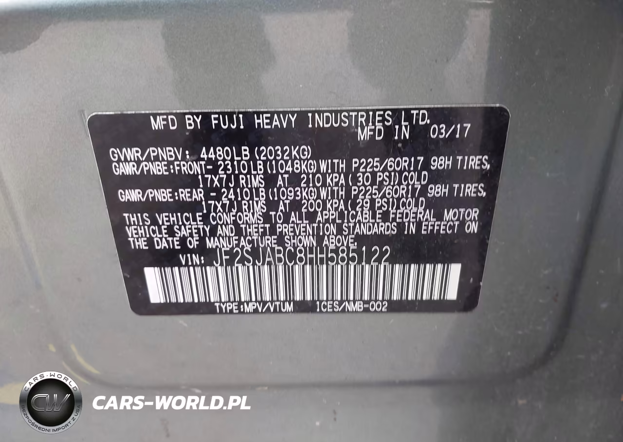 2017 Subaru Forester 2.5I VIN:JF2SJABC8HH585122 - 9