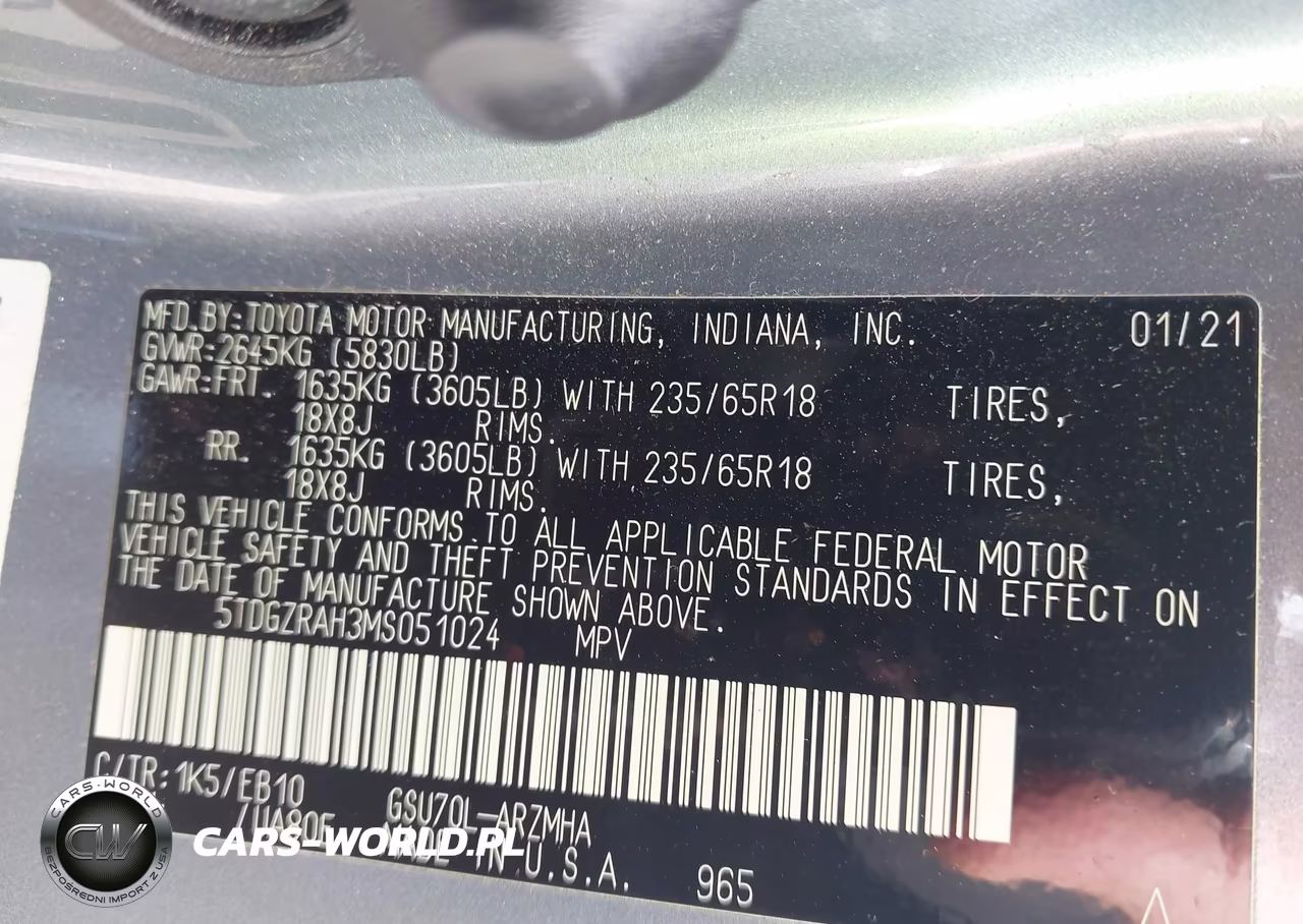 2021 Toyota Highlander Xle VIN:5TDGZRAH3MS051024 - 9