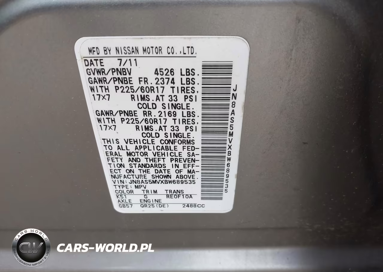 2011 Nissan Rogue Sv VIN:JN8AS5MVXBW689535 - 9