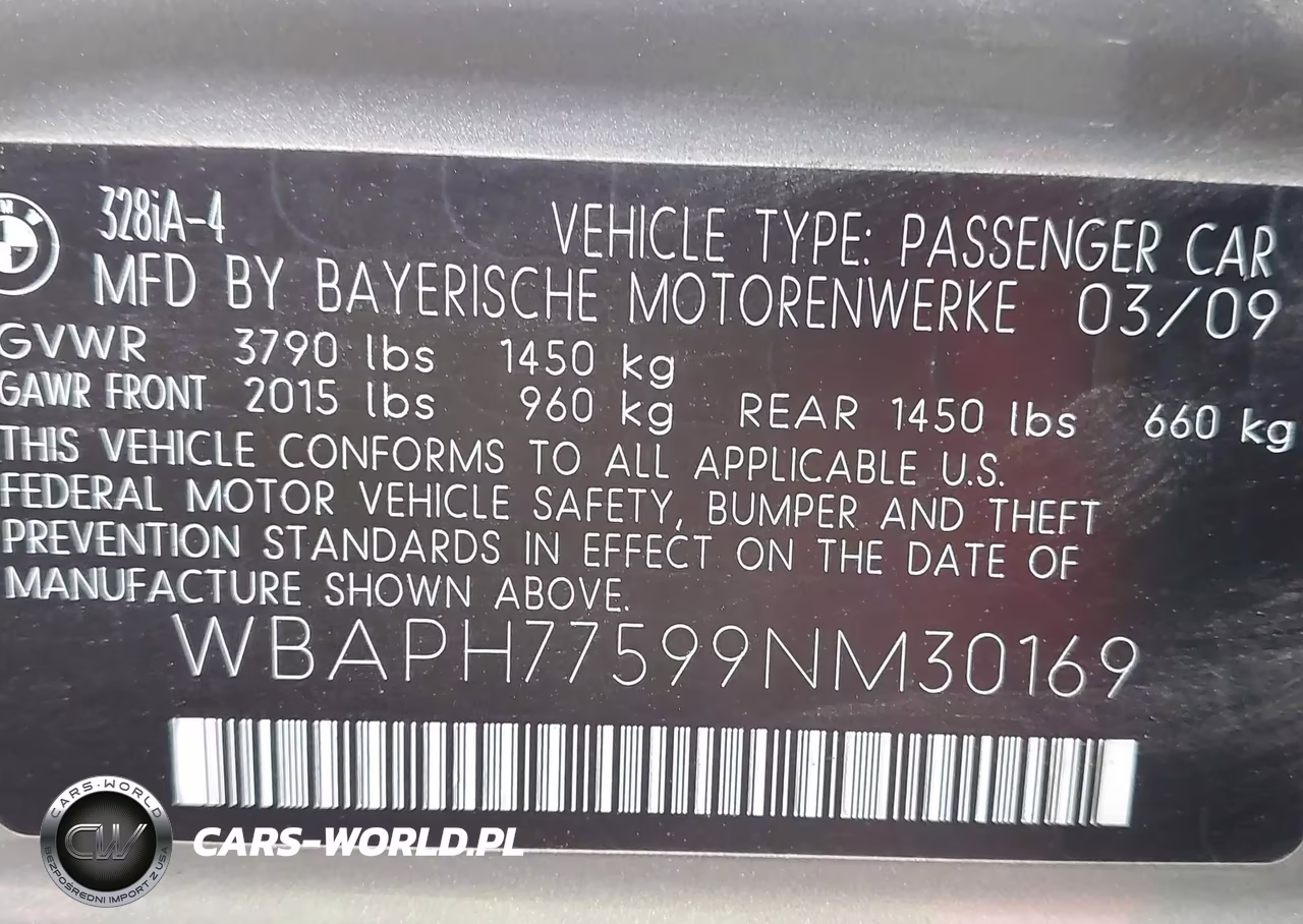 2009 BMW 328I VIN:WBAPH77599NM30169 - 9