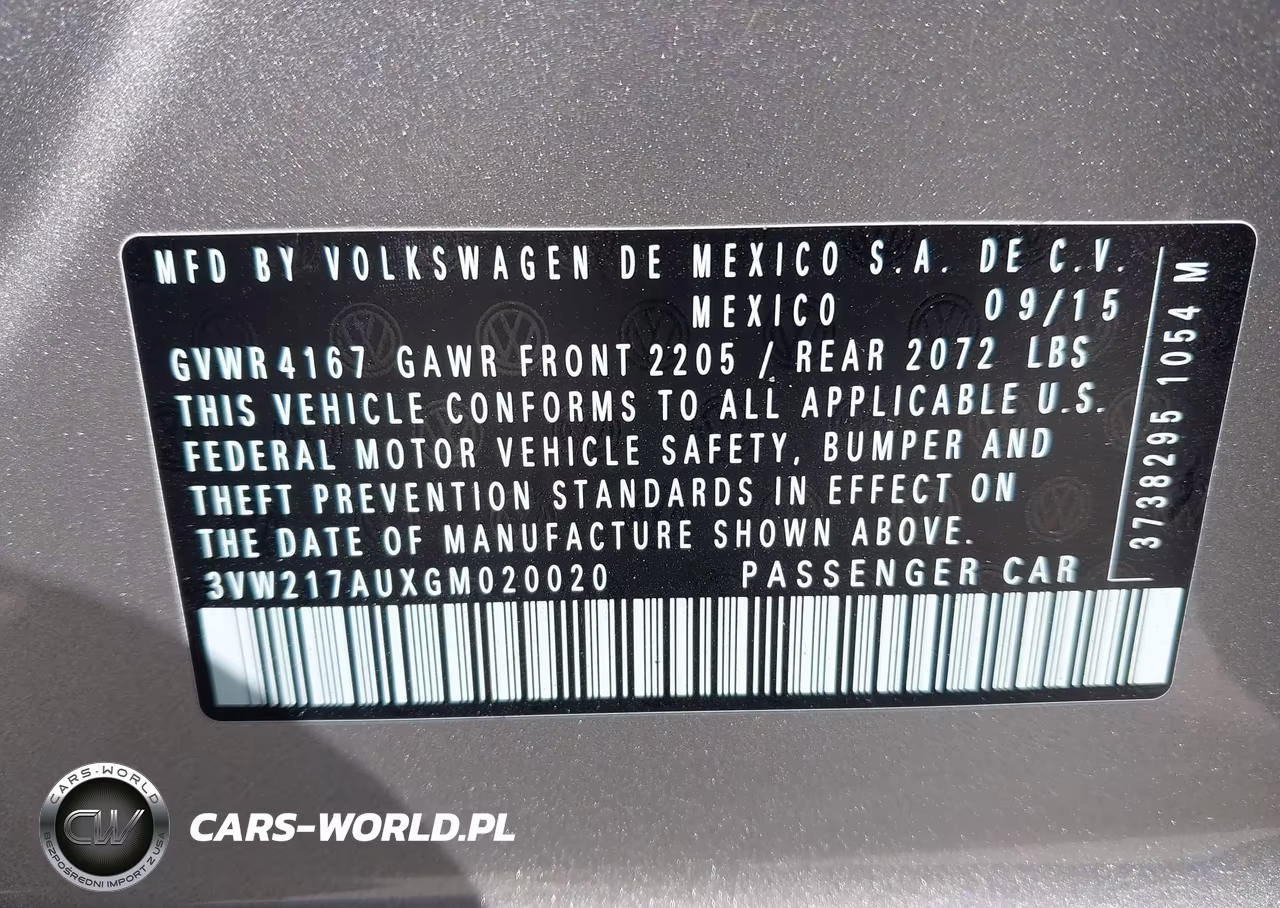 2016 Volkswagen Golf Tsi Se 4-Door VIN:3VW217AUXGM020020 - 9