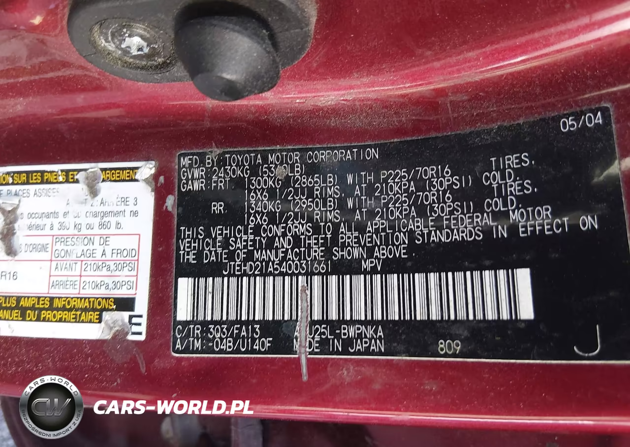 2004 Toyota Highlander VIN:JTEHD21A540031661 - 9