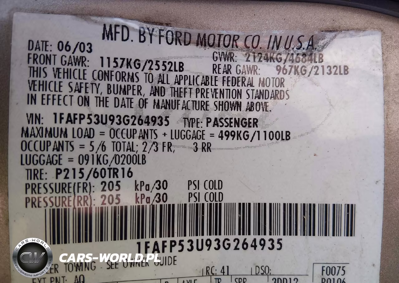 2003 Ford Taurus Se VIN:1FAFP53U93G264935 - 9
