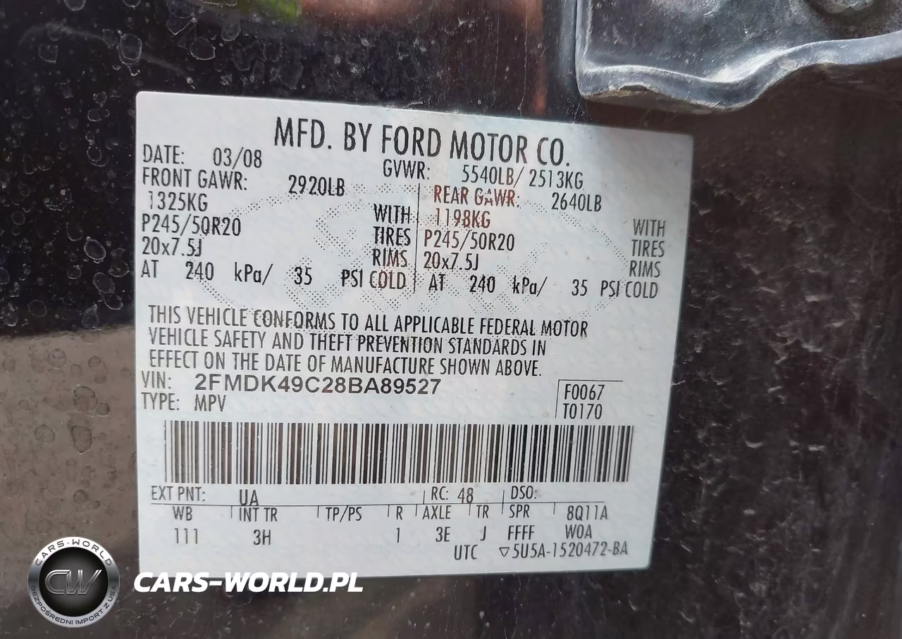 2008 Ford Edge Limited VIN:2FMDK49C28BA89527 - 9