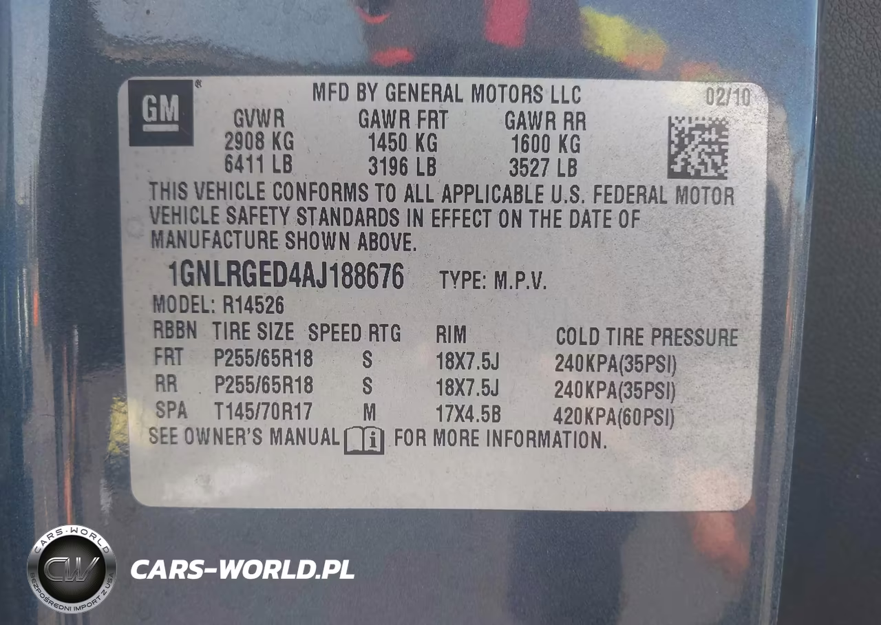 2010 Chevrolet Traverse Lt VIN:1GNLRGED4AJ188676 - 9