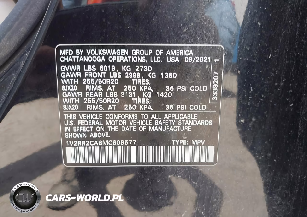 2021 Volkswagen Atlas 3.6L V6 Se W-Technology R-Line VIN:1V2RR2CA8MC609577 - 9