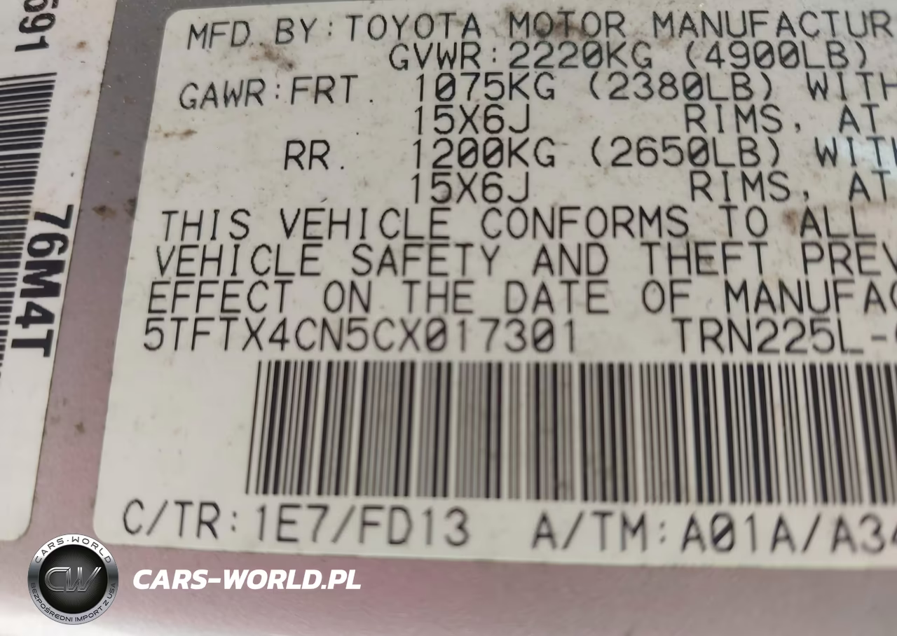 2012 Toyota Tacoma VIN:5TFTX4CN5CX017301 - 9