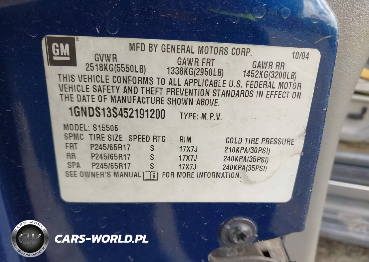 2005 Chevrolet Trailblazer Lt VIN:1GNDS13S452191200 - 9