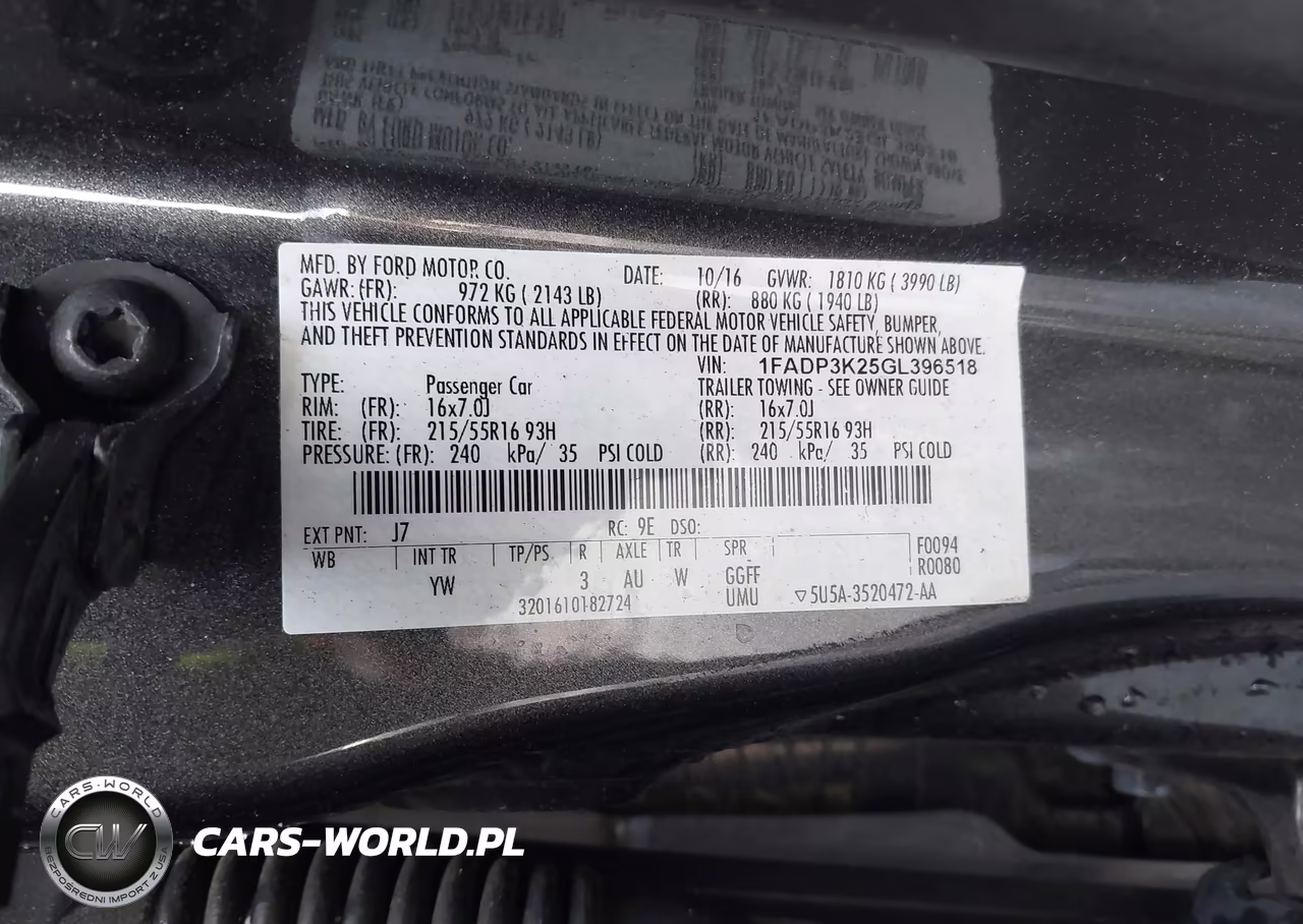 2016 Ford Focus Se VIN:1FADP3K25GL396518 - 9
