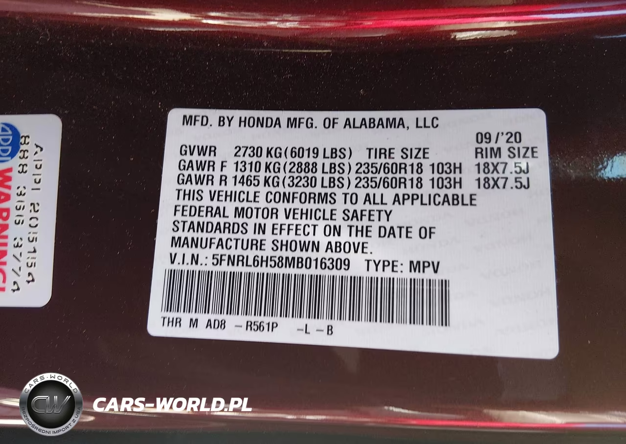 2021 Honda Odyssey Ex VIN:5FNRL6H58MB016309 - 9