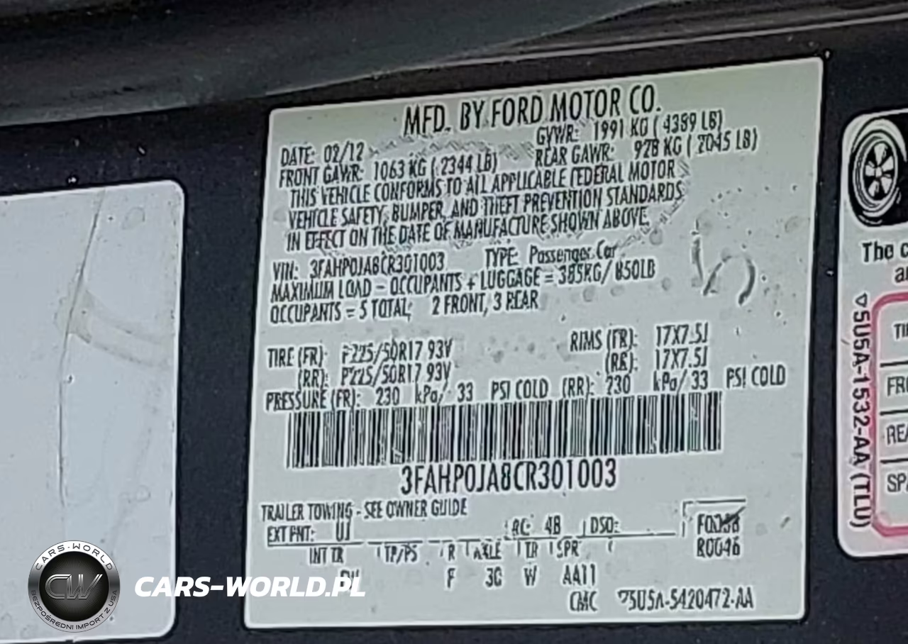 2012 Ford Fusion Sel VIN:3FAHP0JA8CR301003 - 9