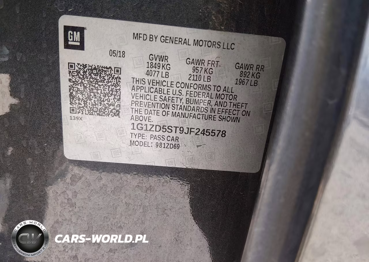 2018 Chevrolet Malibu Lt VIN:1G1ZD5ST9JF245578 - 9