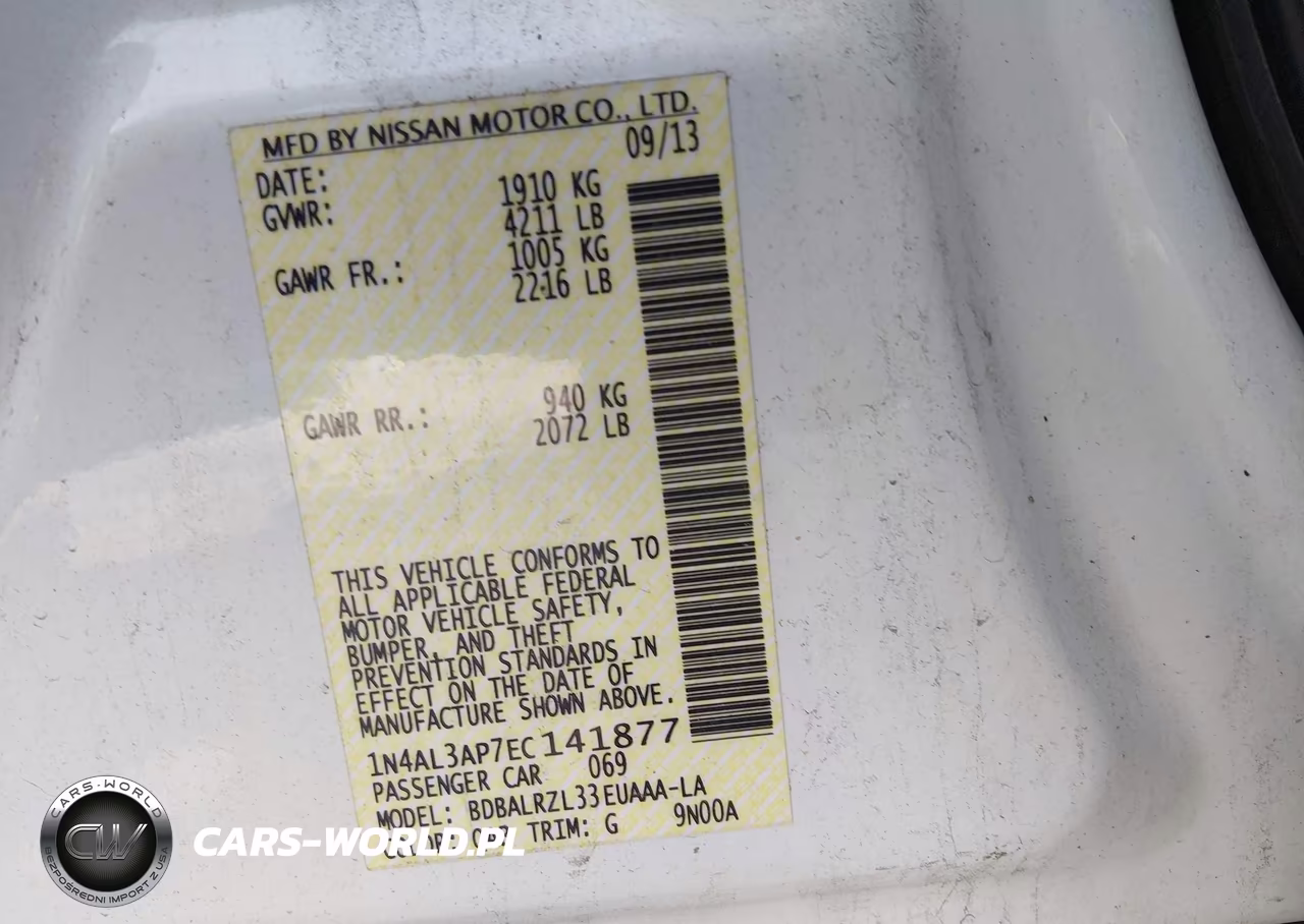 2014 Nissan Altima 2.5 S VIN:1N4AL3AP7EC141877 - 9