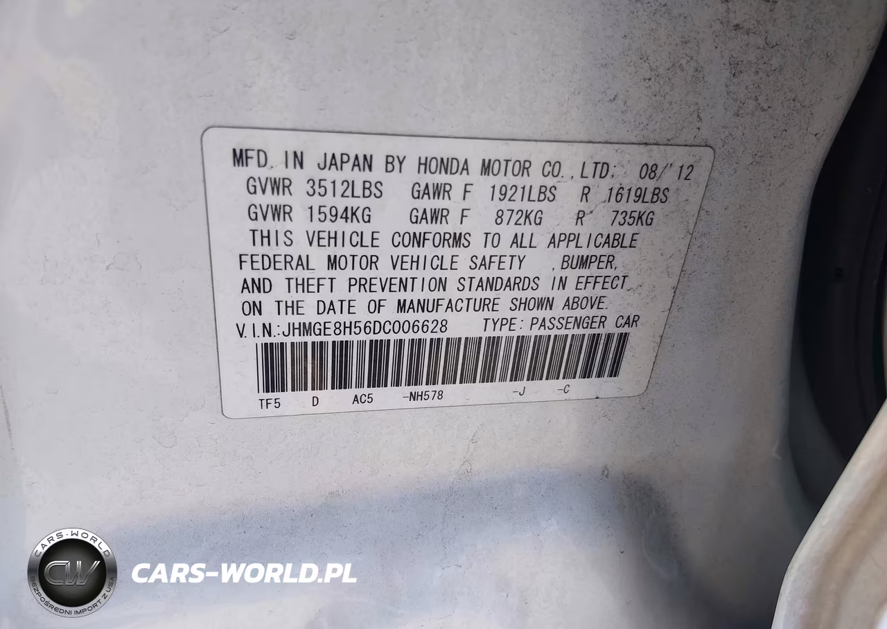 2013 Honda Fit Sport VIN:JHMGE8H56DC006628 - 9