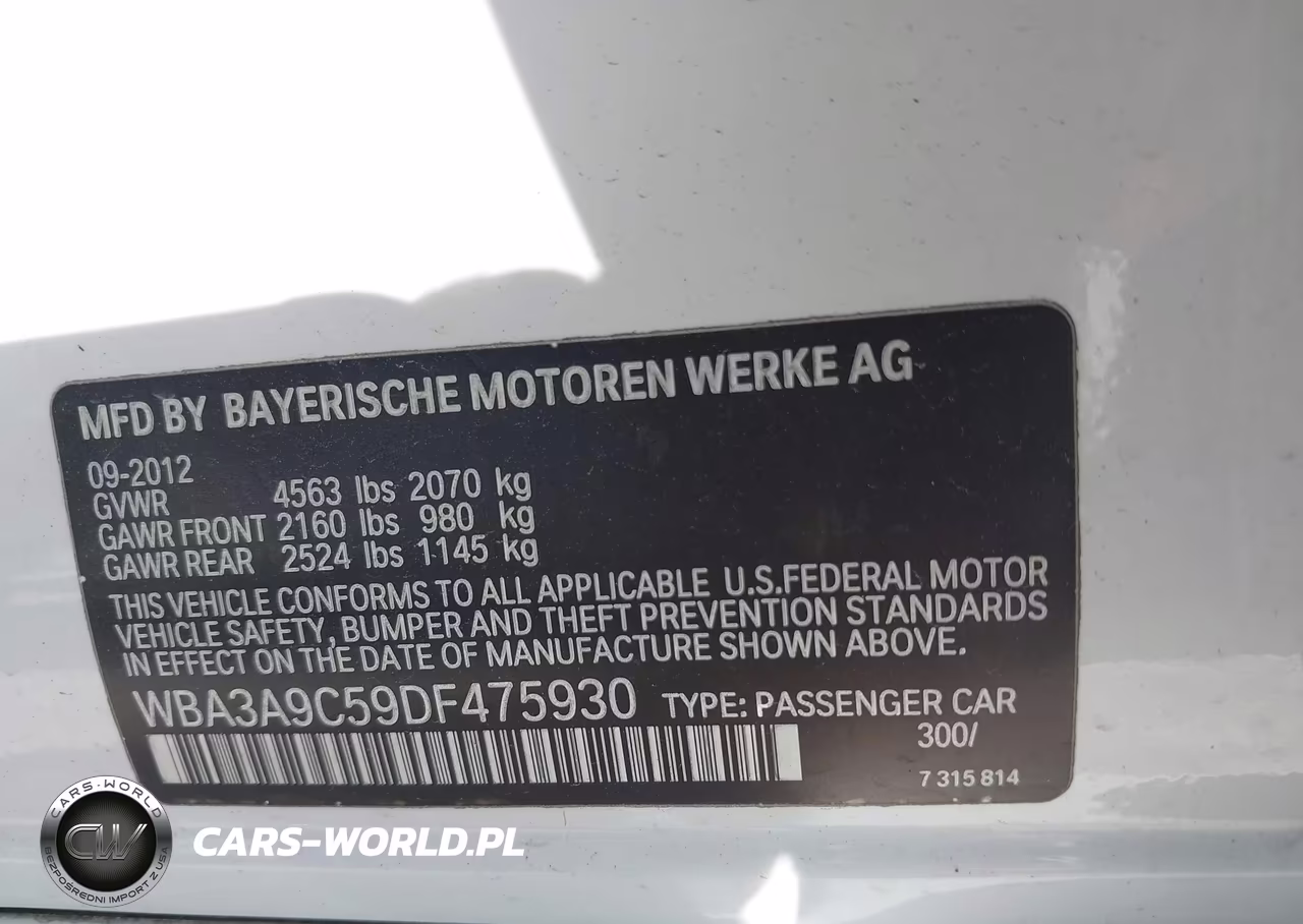 2013 BMW 335I VIN:WBA3A9C59DF475930 - 9