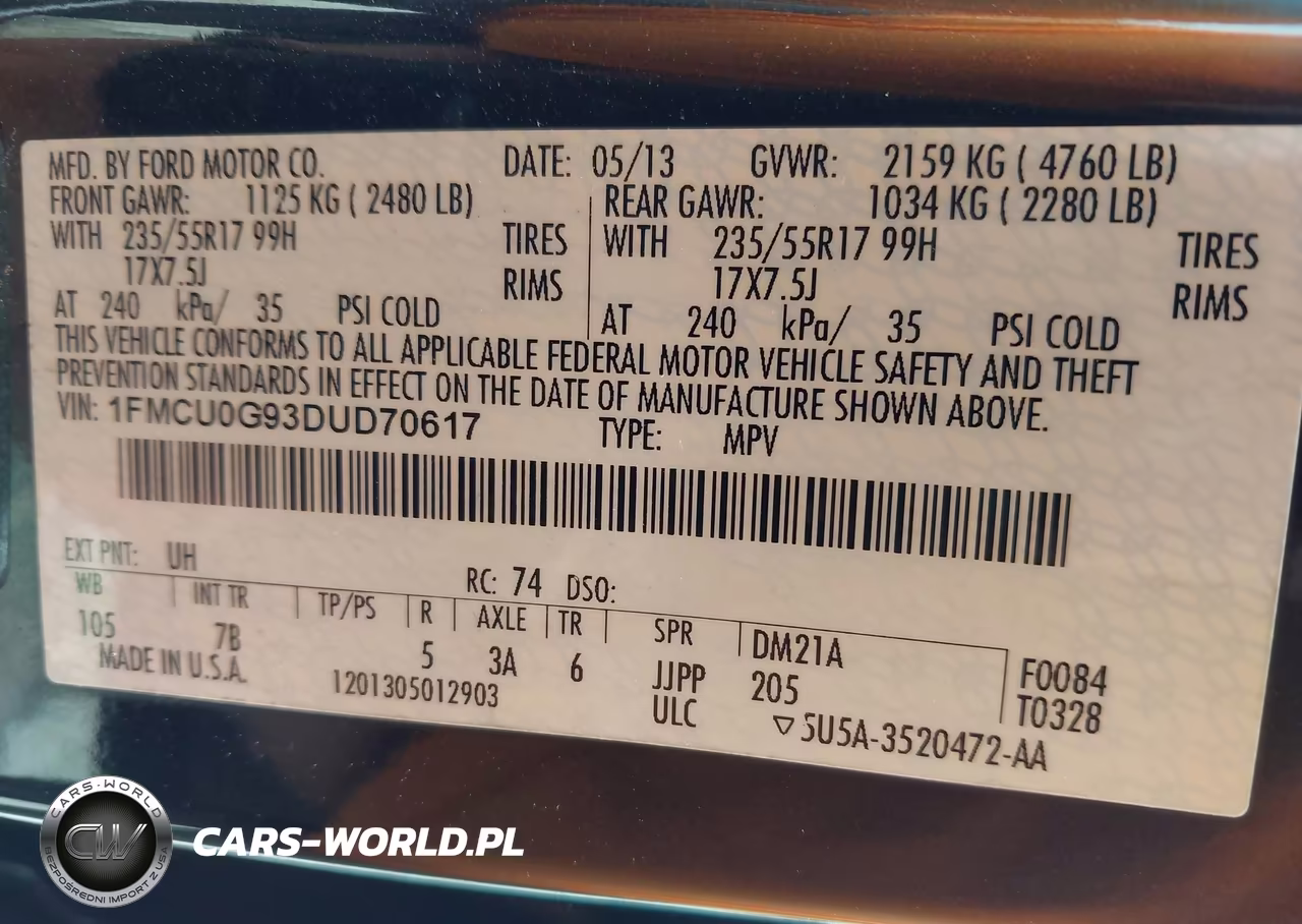 2013 Ford Escape Se VIN:1FMCU0G93DUD70617 - 9