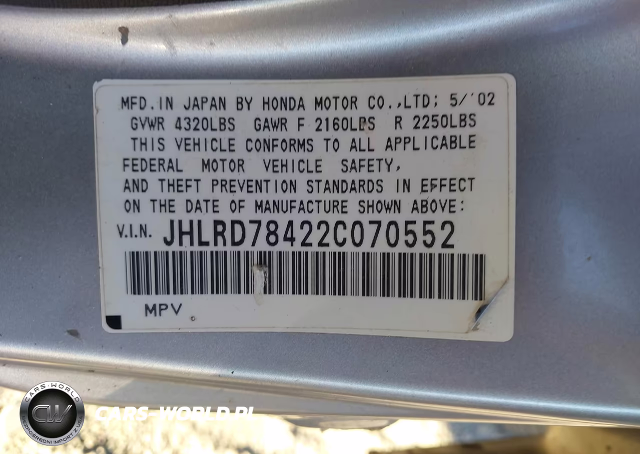 2002 Honda Cr-V Lx VIN:JHLRD78422C070552 - 9
