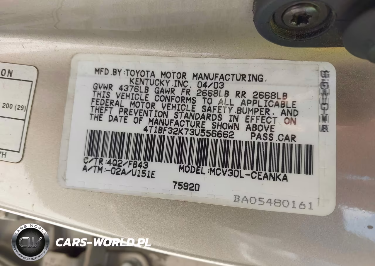 2003 Toyota Camry Le V6 VIN:4T1BF32K73U556662 - 9