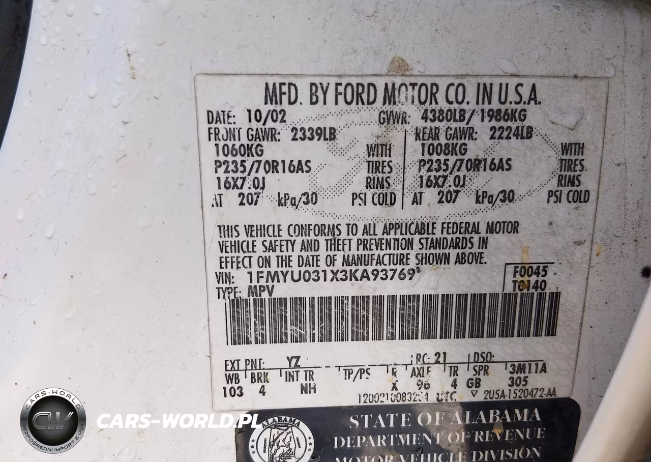 2003 Ford Escape Xlt VIN:1FMYU031X3KA93769 - 9