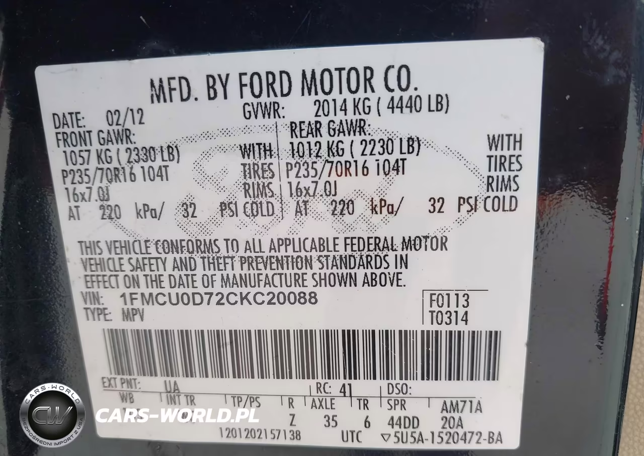 2012 Ford Escape Xlt VIN:1FMCU0D72CKC20088 - 9