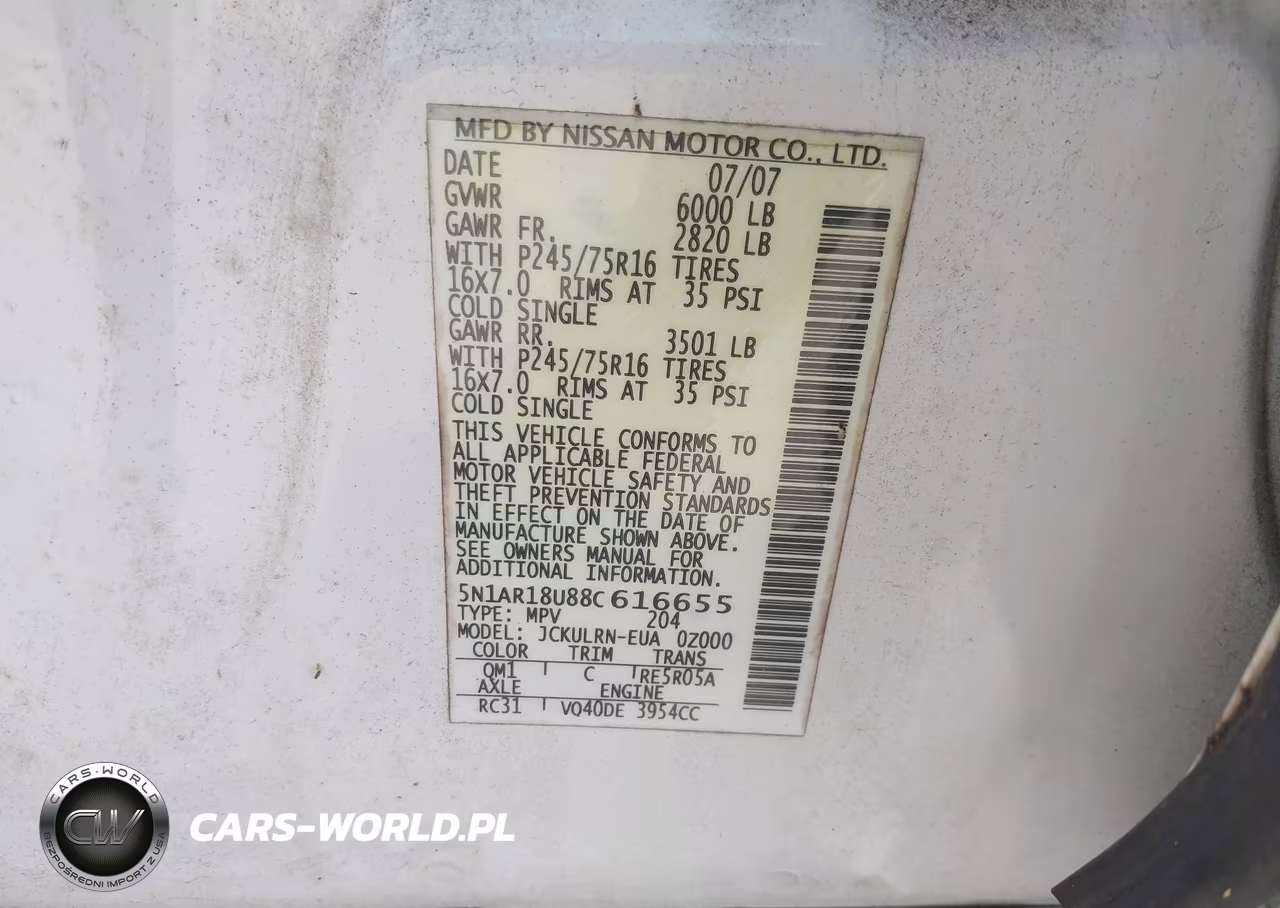 2008 Nissan Pathfinder S VIN:5N1AR18U88C616655 - 9