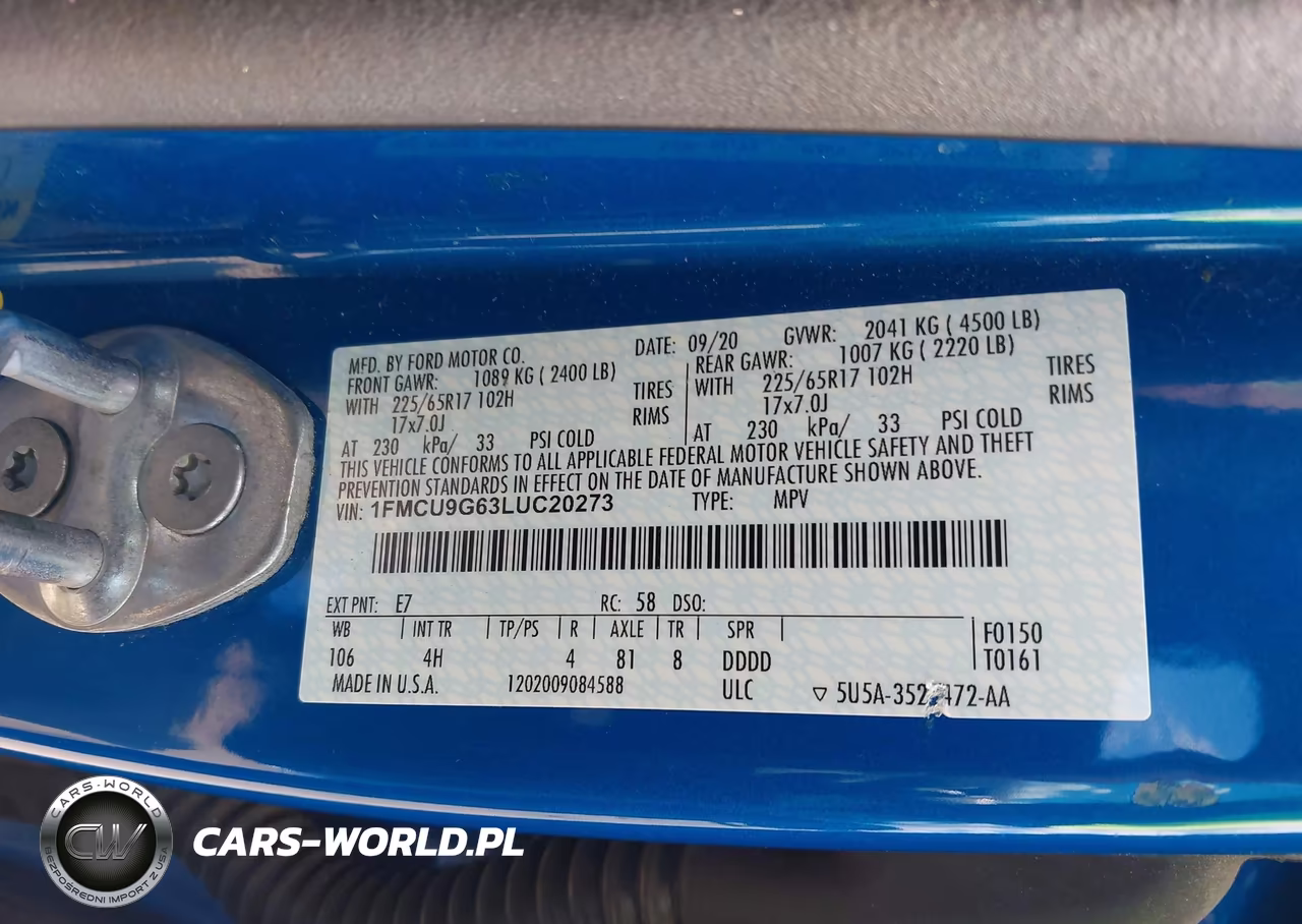 2020 Ford Escape Se VIN:1FMCU9G63LUC20273 - 9