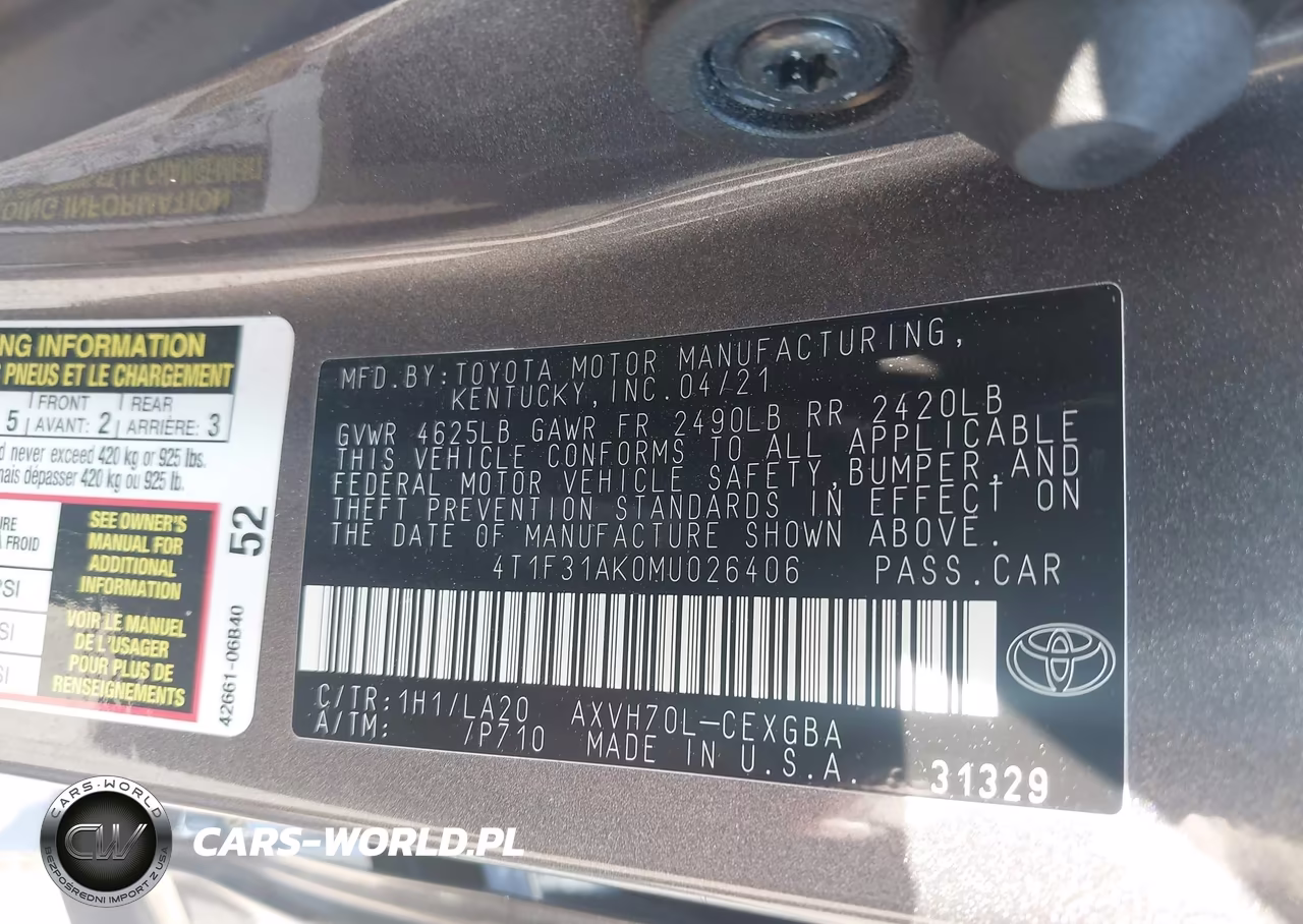 2021 Toyota Camry Xle Hybrid VIN:4T1F31AK0MU026406 - 9
