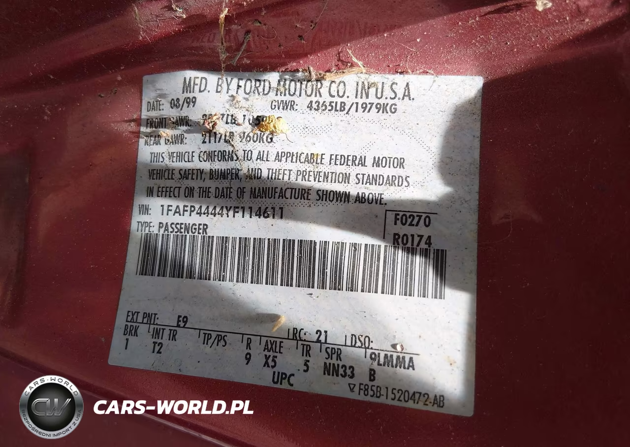 2000 Ford Mustang VIN:1FAFP4444YF114611 - 9