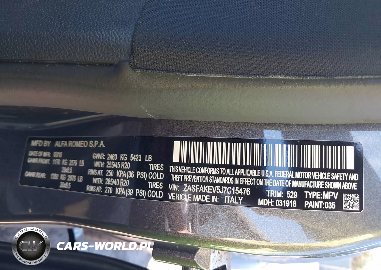 2018 Alfa Romeo Stelvio Quadrifoglio Awd VIN:ZASFAKEV5J7C15476 - 9