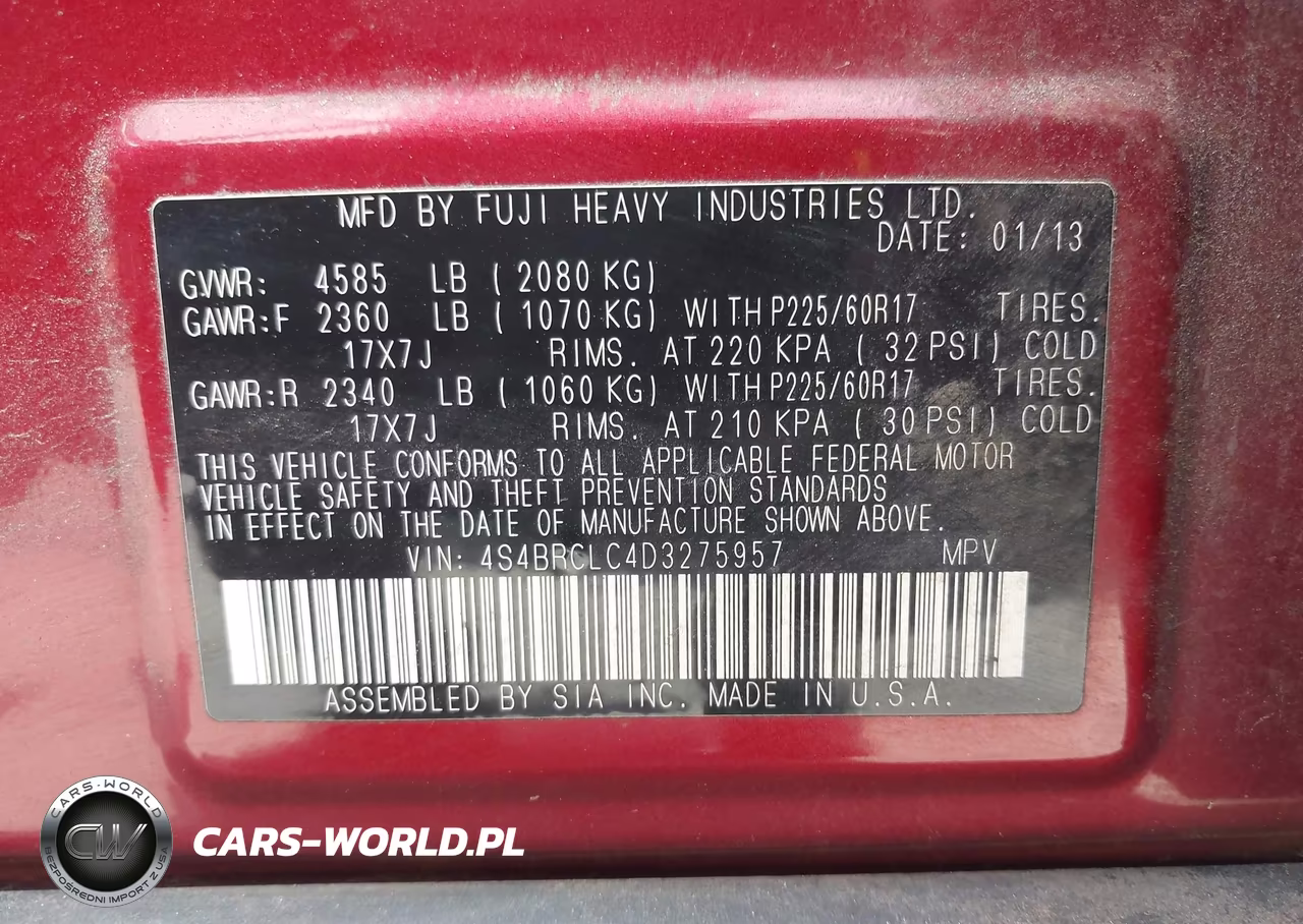 2013 Subaru Outback 2.5I Limited VIN:4S4BRCLC4D3275957 - 9