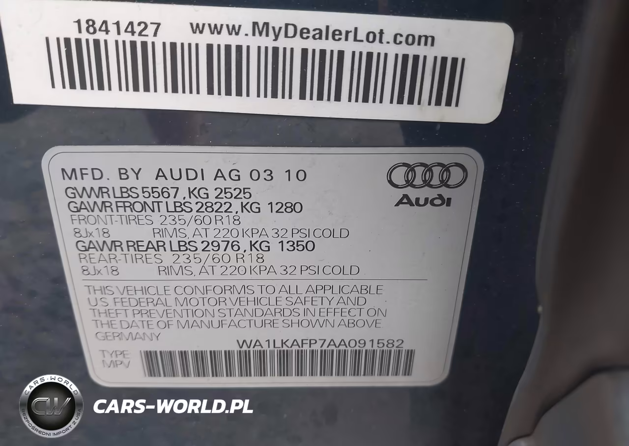 2010 Audi Q5 3.2 Premium VIN:WA1LKAFP7AA091582 - 9