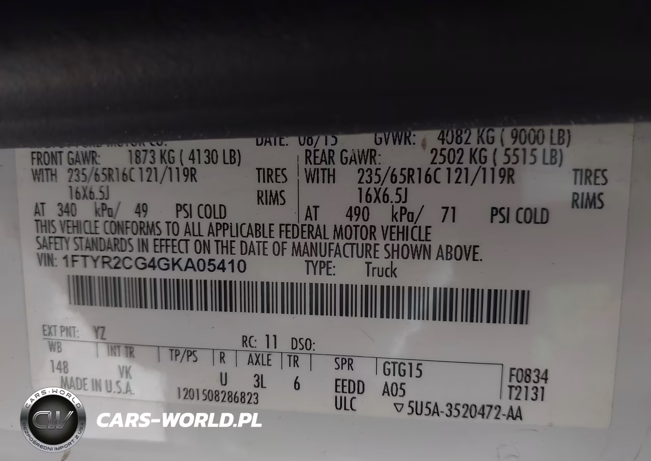 2016 Ford Transit-250 VIN:1FTYR2CG4GKA05410 - 9