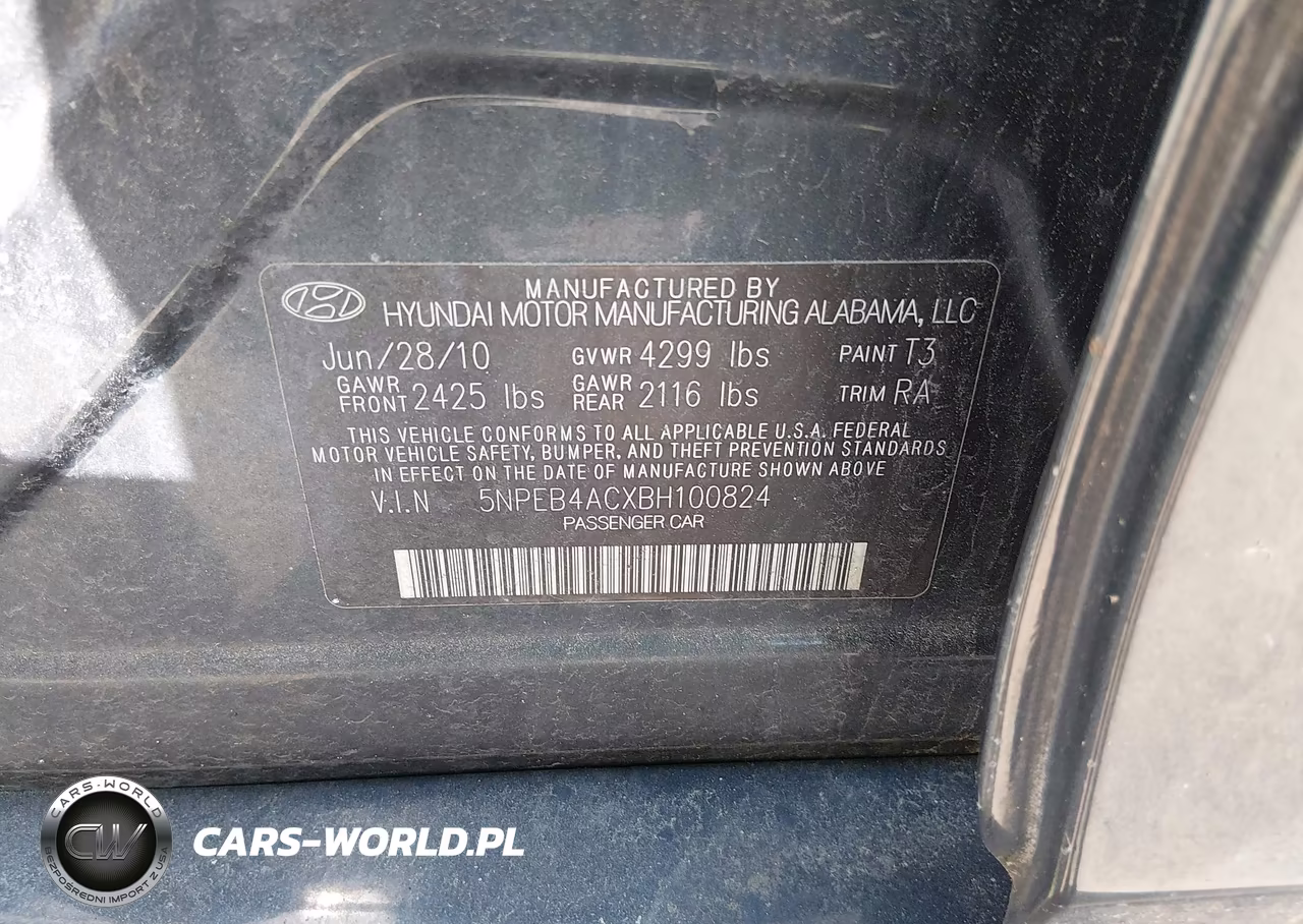 2011 Hyundai Sonata Gls VIN:5NPEB4ACXBH100824 - 9